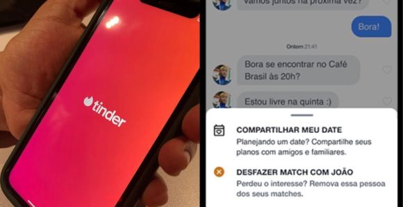 Montagem de fotos com aplicativo aberto e nova função