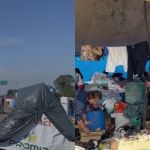 Com casas destruídas, moradores da Ilha das Flores acampam à beira da estrada em Porto Alegre