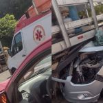 Adolescente e criança ficam gravemente feridos em acidente entre carro e caminhão em BH