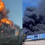 Incêndio de grandes proporções atinge galpão de plásticos na Grande BH