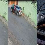 Vídeo: homem assalta mulher com arma na cabeça, bate o carro na perseguição e acaba preso