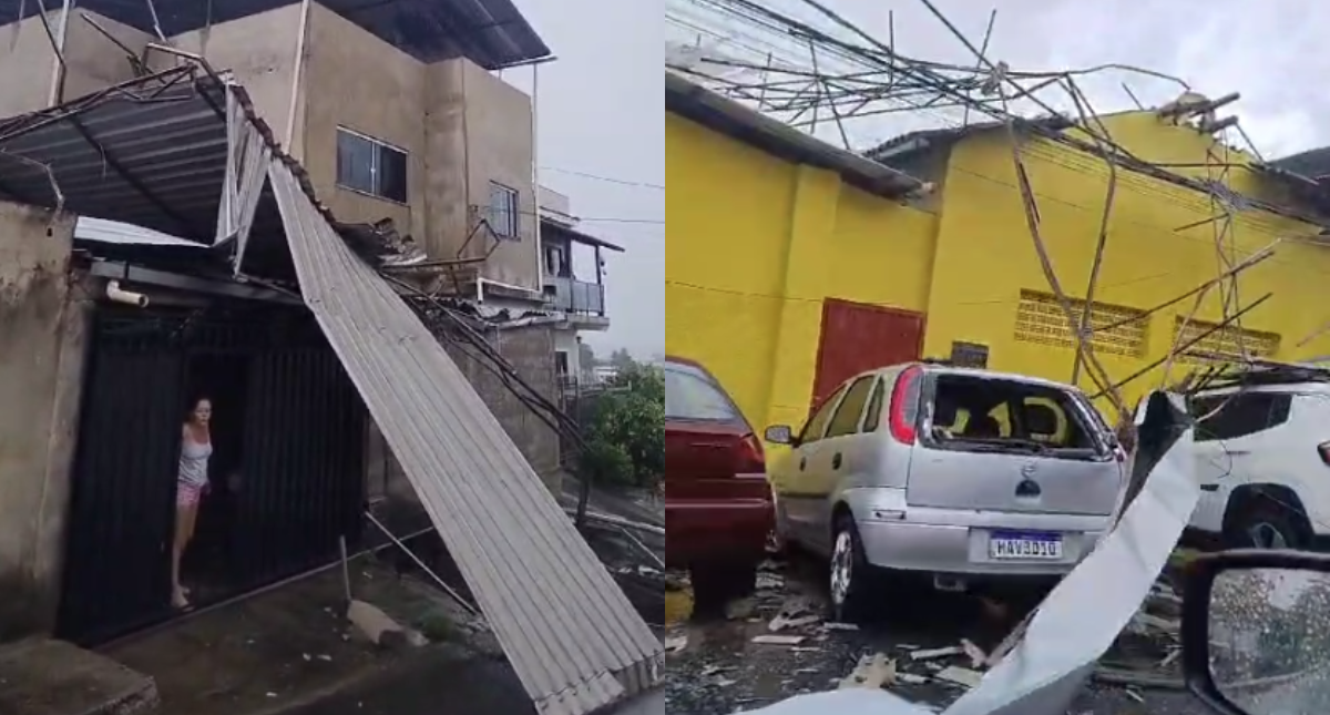 Vídeo: chuva arranca telhados, árvores e interdita ruas em Ponte Nova