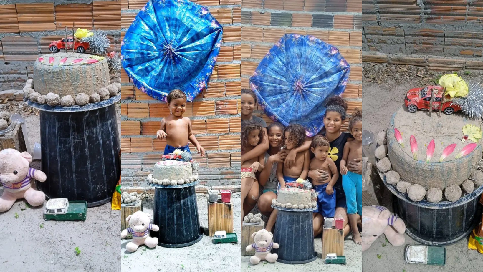 Vídeo de criança comemorando aniversário com bolo e doces de areia comove internet