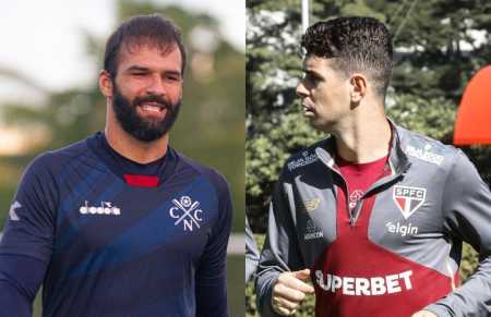 Goleiro Muriel, do Náutico, e meia Oscar, do São Paulo — equipes se enfrentam pela Copa do Brasil