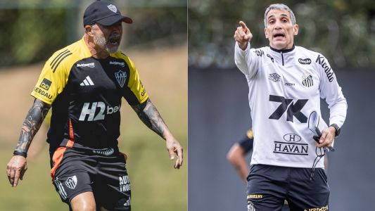 Técnicos Jorge Sampaoli, do Atlético, e Pablo Vojvoda, do Santos