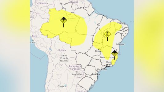 Aviso de tempestade e granizo na Região Norte. Ao todo, 485 do Brasil  cidades estão em alerta para chuva forte