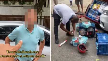 Foto mostra suspeito de agressão e estrago causado pelo homem