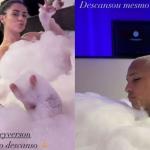 Deyverson compartilha momento com esposa em banheira e diverte internet