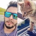 Vídeo: caminhoneiro viraliza ao resgatar filhote de gato em Sete Lagoas