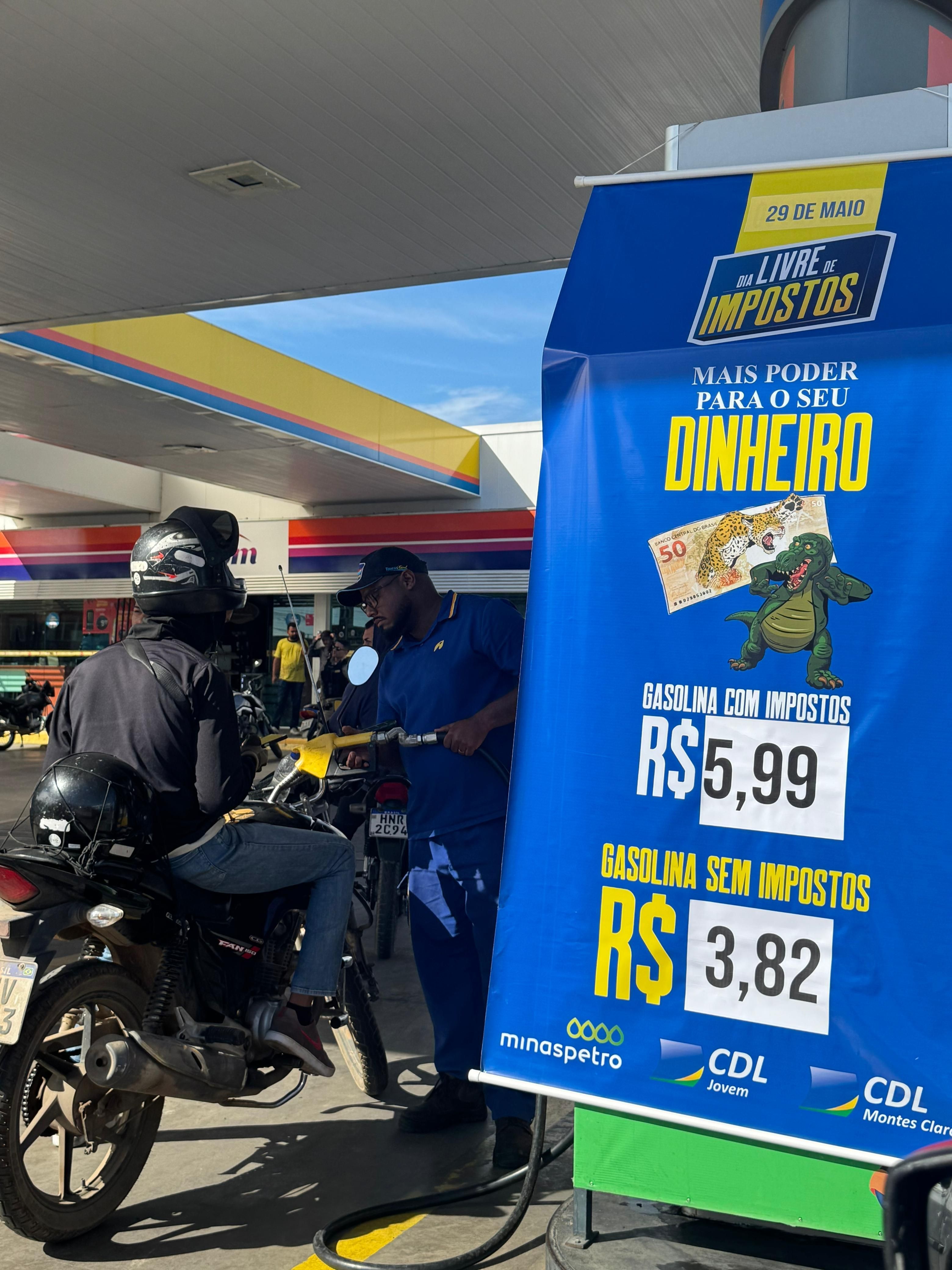 Dia Livre de Impostos: gasolina é vendida a R$3,82 em protesto a alta carga tributária
