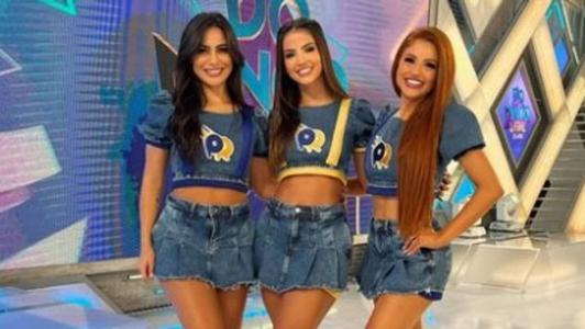 Diana Santanda, Luana Andrade e Kattia Marcílio são assistentes de palco no 'Domingo Legal'