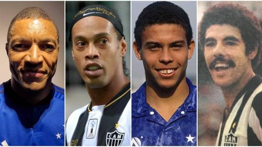 Dida (esq), ex-Cruzeiro; Ronaldinho Gaúcho (centro esq), ex-Atlético; Ronaldo Fenômeno (centro dir), ex-Cruzeiro; e Toninho Cerezo (dir), ex-Atlético
