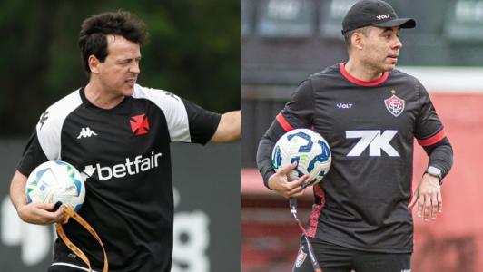Fernando Diniz, técnico do Vasco, e Jair Ventura, técnico do Vitória