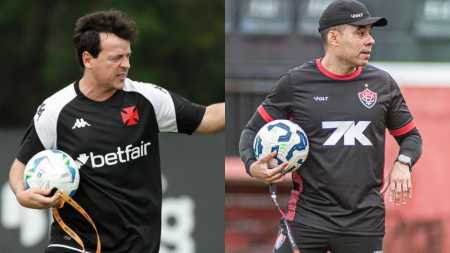 Fernando Diniz, técnico do Vasco, e Jair Ventura, técnico do Vitória