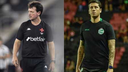 Fernando Diniz, técnico do Vasco, e Thiago Carpini, técnico do Juventude