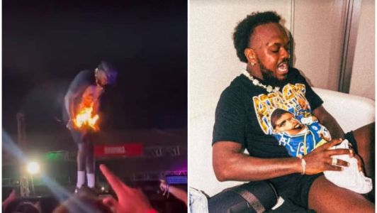 Djonga teve que tirar a bermuda para apagar o fogo