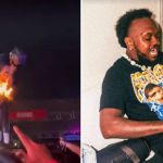 Short de Djonga pega fogo e rapper fica de cueca em palco durante show