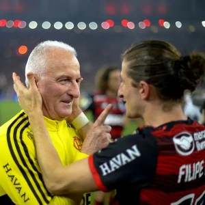 Dorival Jr. e Filipe Luís na época de Flamengo