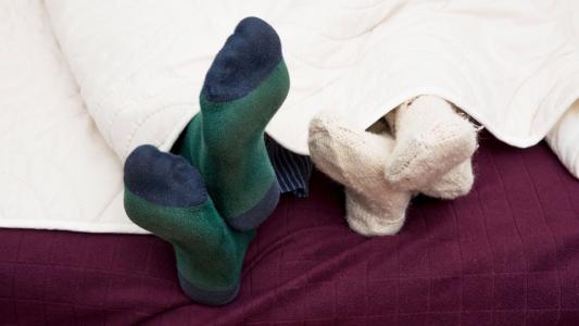 Meias usadas na hora de dormir