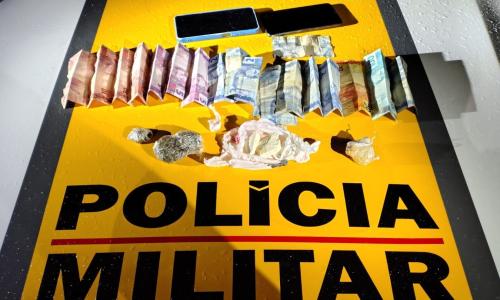 Droga e dinheiro apreendido pela Polícia Militar de Minas Gerais