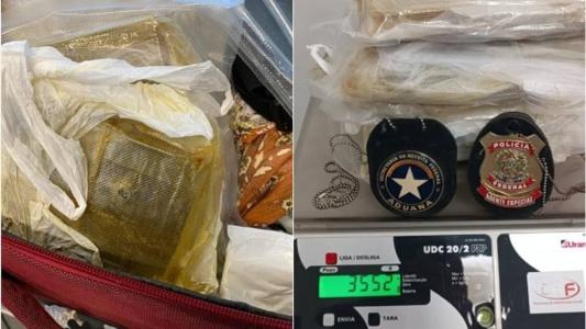 Droga foi encontrada em mala de passageira