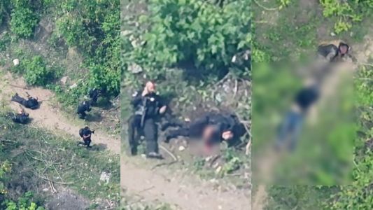 Drone registra momento em que policial é atingido na cabeça durante megaoperação do Rio