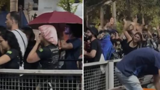 A abertura dos portões estava programada para às 19h, mas atrasou alguns minutos, o que fez com que os fãs ficassem na chuva