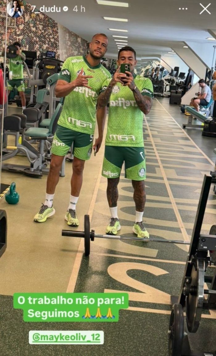 Dudu postou foto ao lado de Mayke em dia de folga do Palmeiras Dudu postou foto ao lado de Mayke em dia de folga do Palmeiras