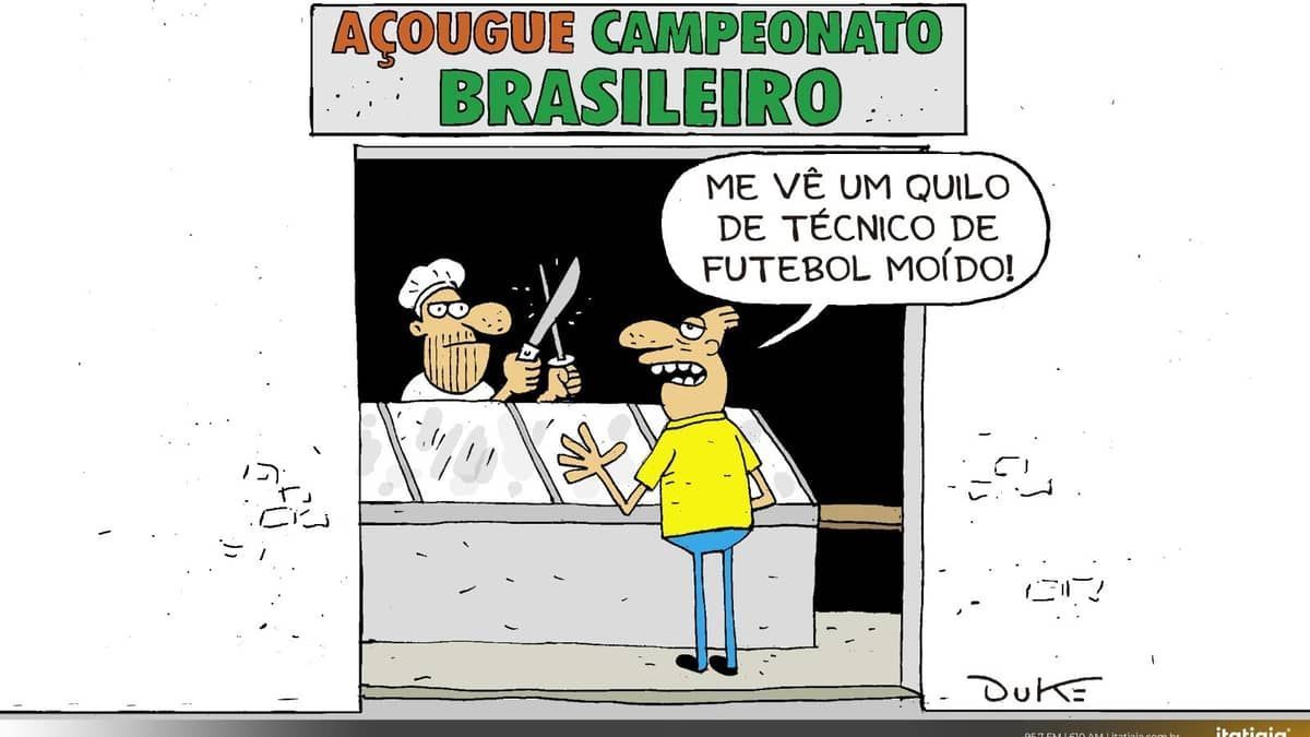 Charge do Duke: o futebol brasileiro e a 'máquina de moer técnicos'