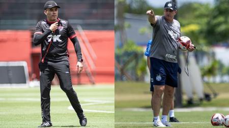 Jair Ventura, do Vitória, e Rogério Ceni, do Bahia, durante treino das equipes