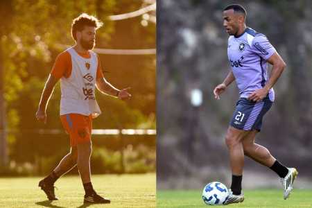 Atletas de Sport e Botafogo no treino de suas equipes