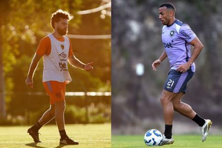 Atletas de Sport e Botafogo no treino de suas equipes