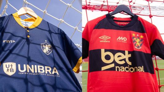 Camisas de Retrô e Sport penduradas na rede dos Aflitos