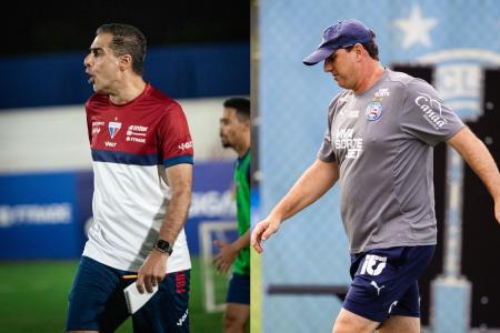 Renato Paiva, técnico do Fortaleza, e Rogério Ceni, técnico do Bahia