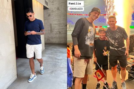 Rodrigo Nestor, do Bahia, em Milão (à esq.), e Osvaldo, do Vitória, posa ao lado do zagueiro David Luiz, do Fortaleza