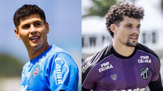 Zagueiro Ramos Mingo, do Bahia, e lateral Rafael Ramos, do Ceará, durante treino de suas equipes