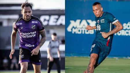 Lourenço, do Ceará, e Breno Lopes, do Fortaleza, durante treino das equipes