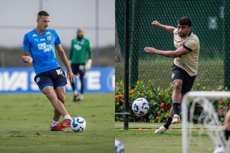 Gabriel Xavier, zagueiro do Bahia, e Ronald, volante do Vitória