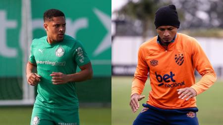 Vitor Roque, atacante do Palmeiras, e Léo Pereira, atacante do Sport