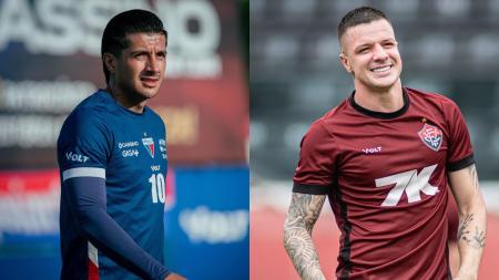 Yeison Guzmán, do Fortaleza, e Renato Kayzer, do Vitória