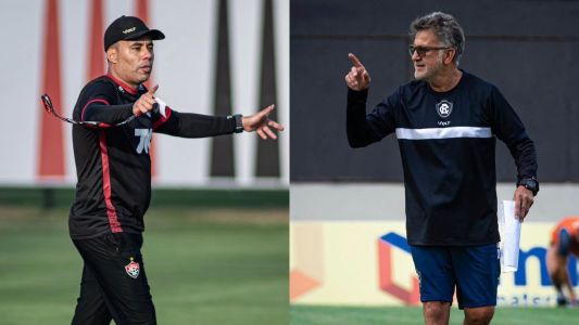 Jair Ventura, do Vitória, e Juan Carlos Osório, do Remo, durante treino das equipes