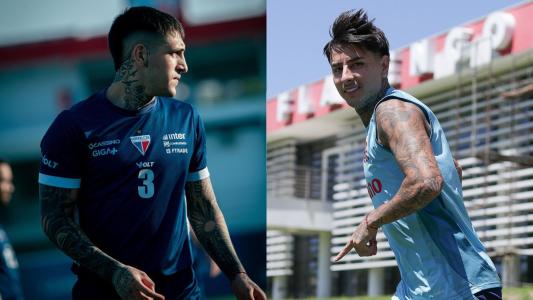 Zagueiro Ávila, do Fortaleza, e volante Erick Pulgar, do Flamengo