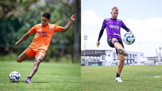 Matheusinho, do Sport, e Pedro Henrique, do Ceará, durante treino das equipes