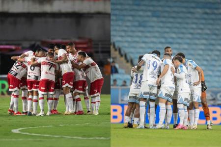 Jogadores de CRB e CSA antes de seus respectivos jogos