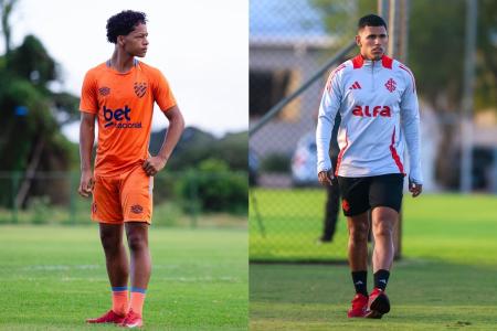Zé Lucas, volante do Sport, e Aguirre, lateral-direito do Internacional