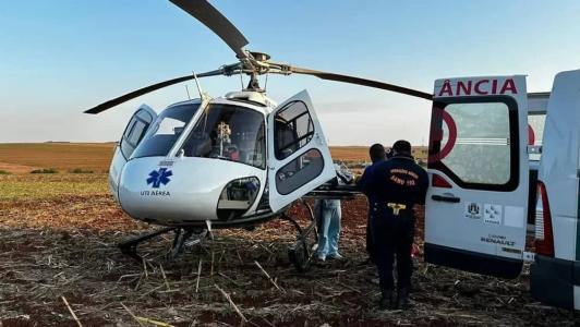 A criança foi resgatada pelo helicóptero do Corpo de Bombeiros