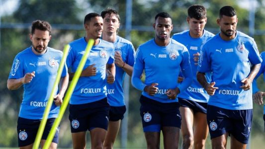 Jogadores do Bahia durante treino no CT Evaristo de Macedo