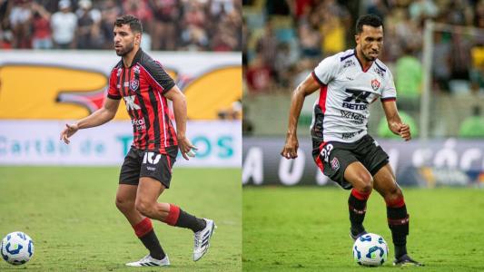 Volante Pepê e atacante Lucas Braga em campo pelo Vitória