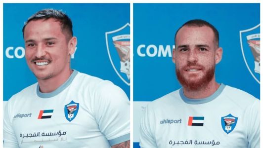 Edu e Pedro Castro vestiram a camisa do Dibba na apresentação oficial no clube