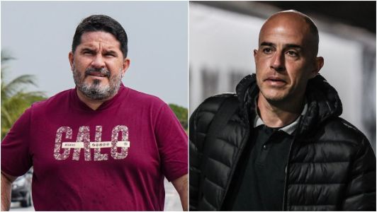 Eduardo Barroca (à esquerda) e Rui Duarte (à direita), técnicos de CRB e Athletic, respectivamente